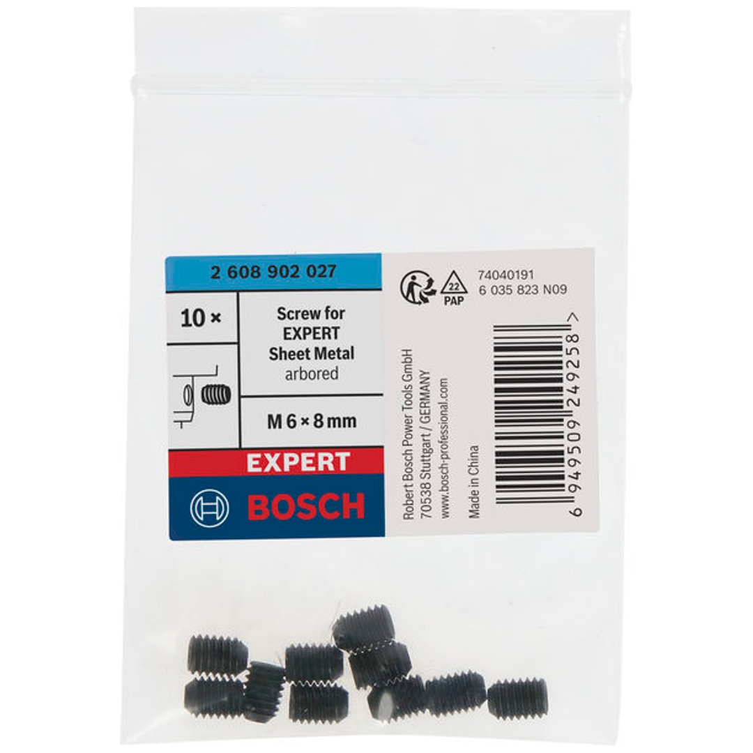 Bosch Schraube für EXPERT Sheet Metal Lochsäge mit Aufsteckhalter, M6x5x48 mm, 10-tlg.