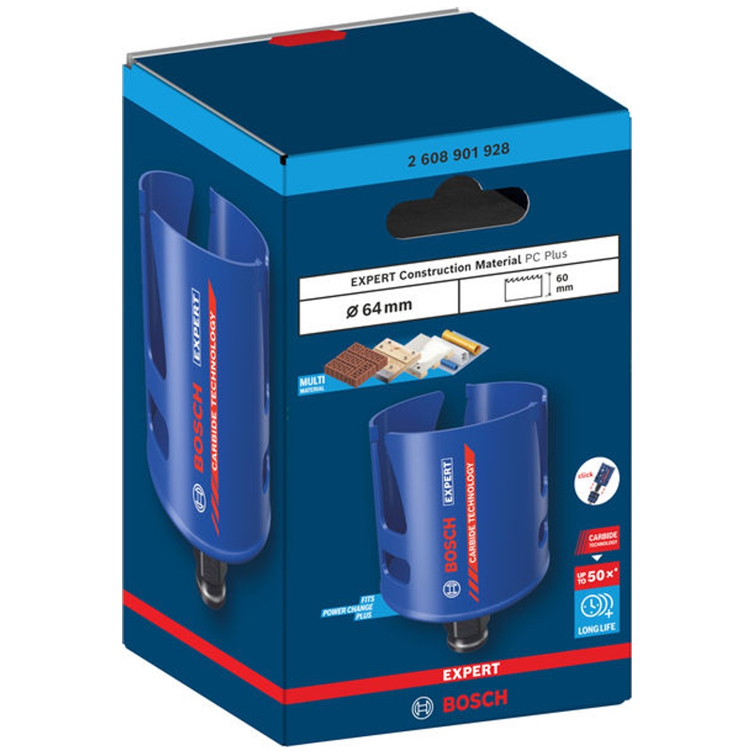 Bosch EXPERT Lochsäge Construction Material Power Change Plus, 64 x 60 mm