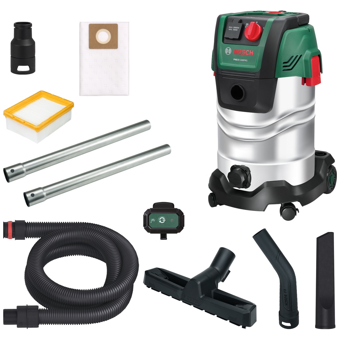 Bosch Allzwecksauger PAS30-240PRS, Flachfaltenfilter, Zubehör, Karton