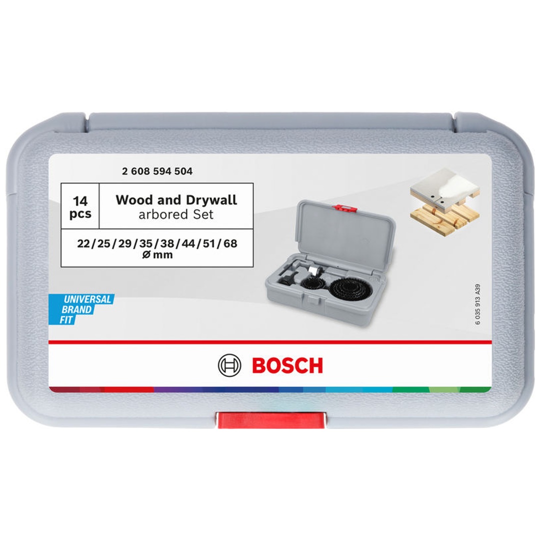 Bosch Lochsägen-Set mit Aufsteckhalter Wood and Drywall+Zentrierbohrer, 22-68x15 mm