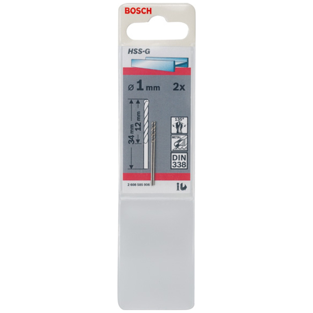 Bosch Metallbohrer HSS-G, DIN 338, 1 x 12 x 34 mm, 2er-Pack