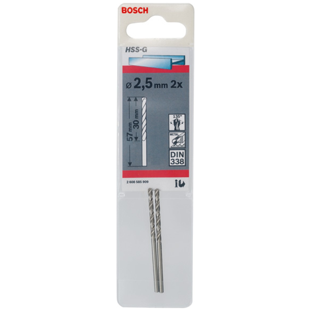 Bosch Metallbohrer HSS-G DIN 338 2,5 x 30 x 57 mm