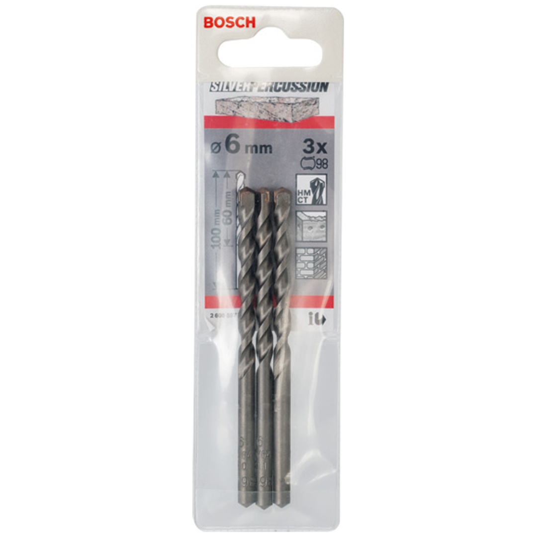 Bosch Betonbohrer CYL-3, Silver Percussion, 6 x 60 x 100 mm, Ø 5,5 mm, 3er-Pack