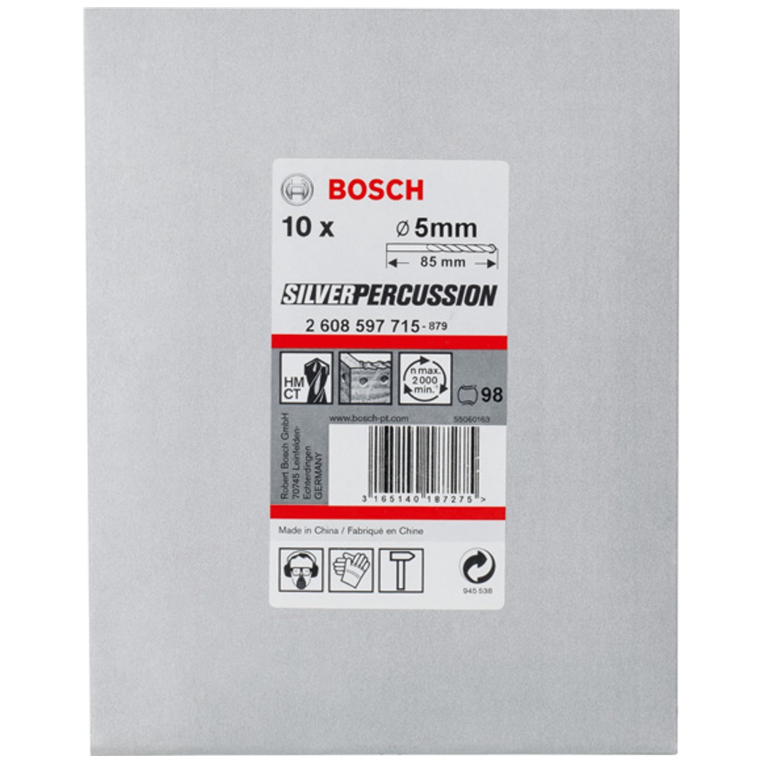 Bosch Betonbohrer CYL-3, Silver Percussion, 5 x 50 x 85 mm, Ø 4,5 mm, 10er-Pack