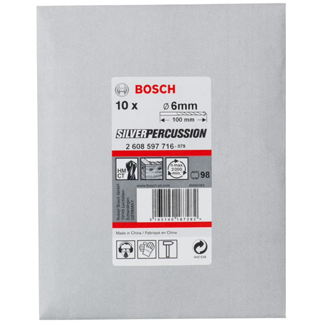 Bosch Betonbohrer CYL-3, Silver Percussion, 6 x 60 x 100 mm, Ø 5,5 mm, 10er-Pack