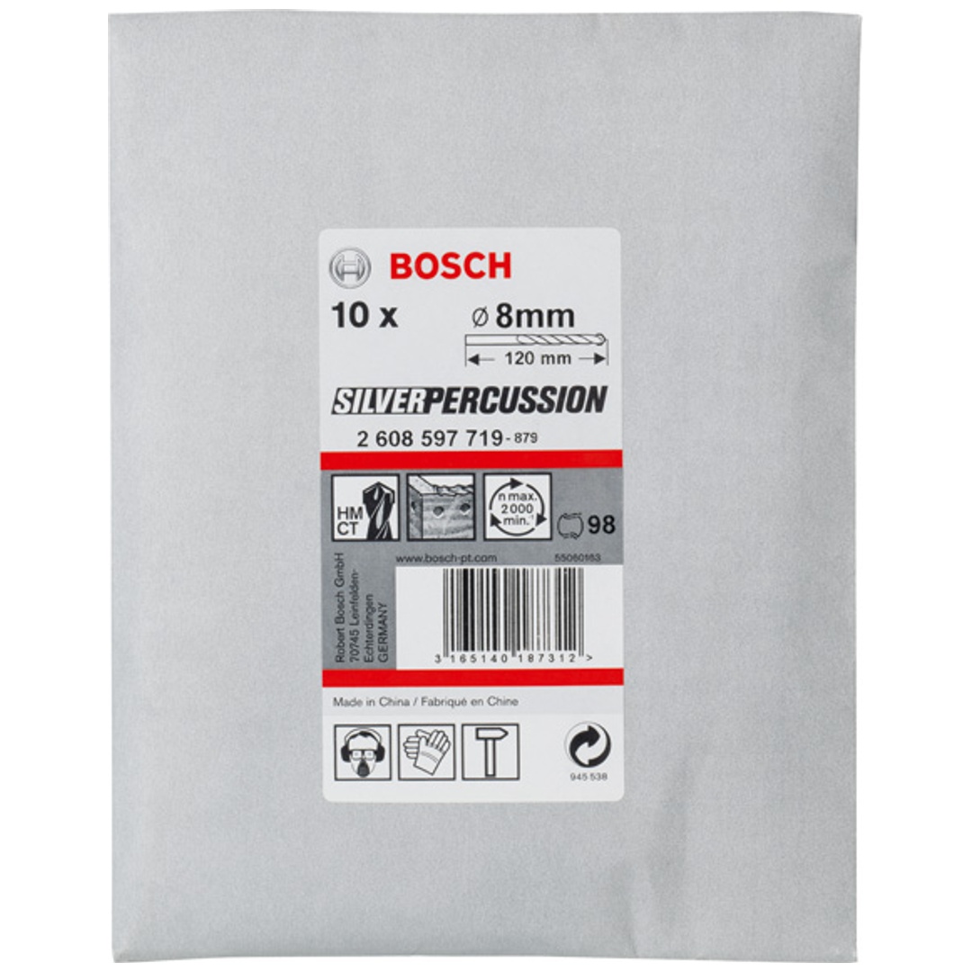 Bosch Betonbohrer CYL-3, Silver Percussion, 8 x 80 x 120 mm, Ø 7,5 mm, 10er-Pack