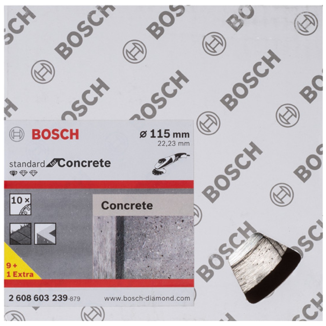 Bosch Diamanttrennscheibe Standard for Concrete, 115 x 22,23 x 1,6 x 10 mm, 10er-Pack