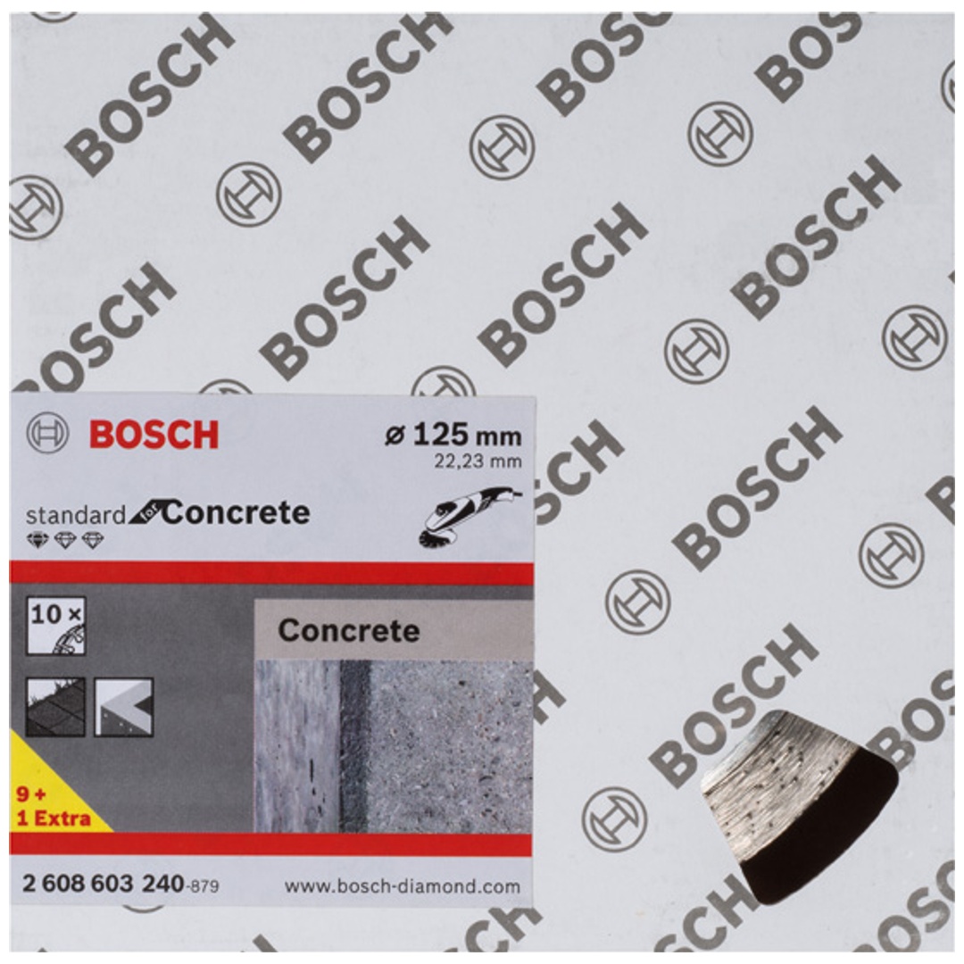Bosch Diamanttrennscheibe Standard for Concrete, 125 x 22,23 x 1,6 x 10 mm, 10er-Pack