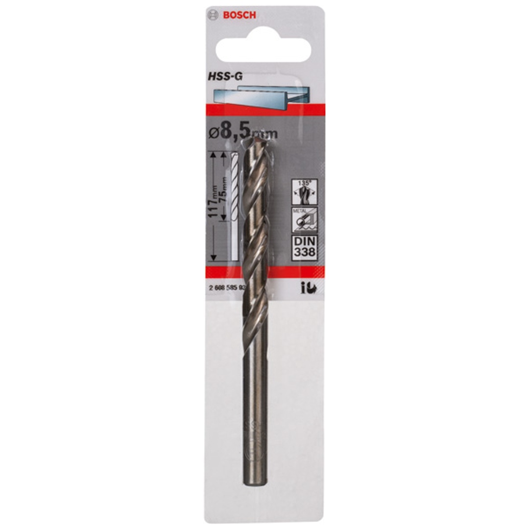 Bosch Metallbohrer HSS-G, DIN 338, 8,5 x 75 x 117 mm, 1er-Pack