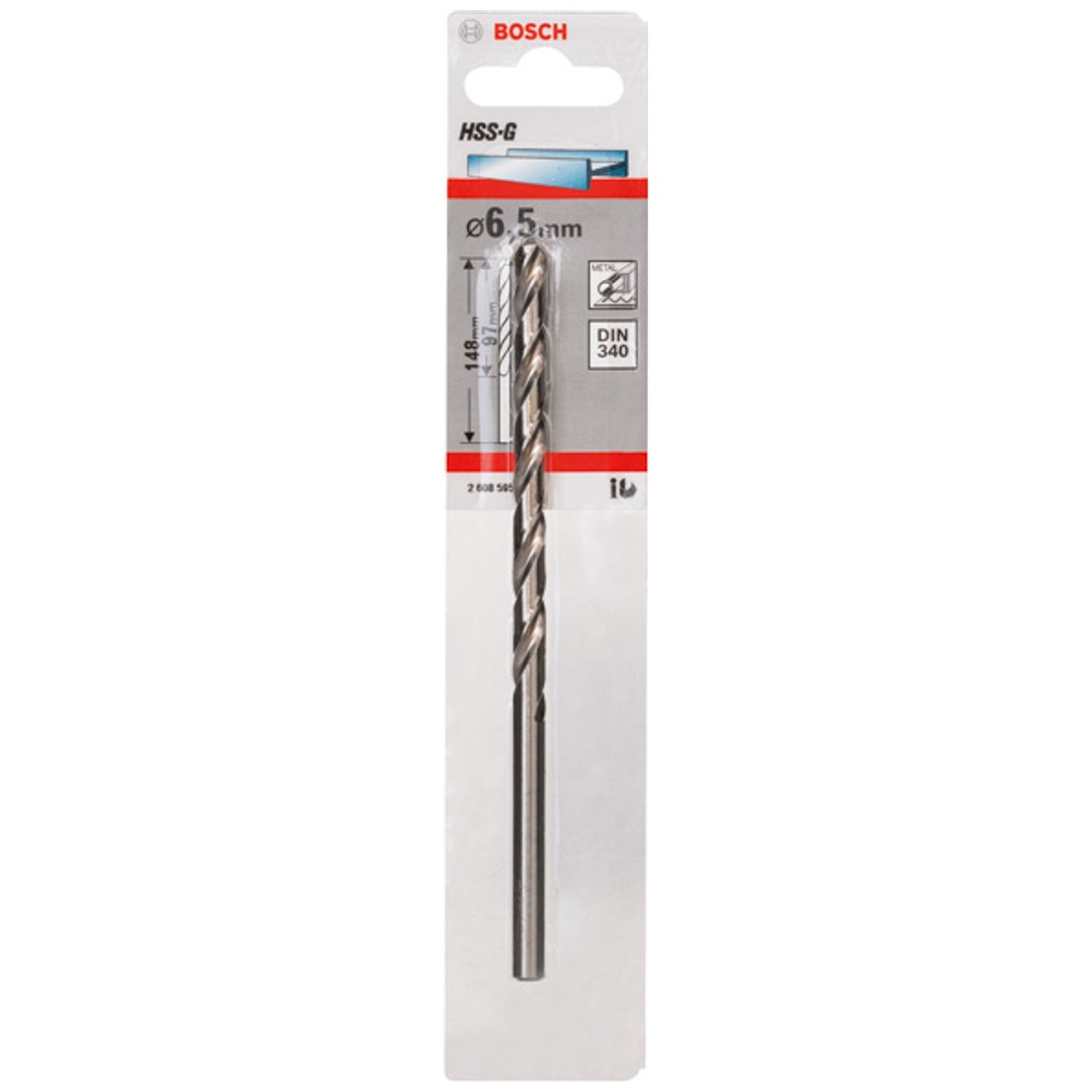 Bosch Metallbohrer HSS-G, DIN 340, 6,5 x 97 x 148 mm, 1er-Pack