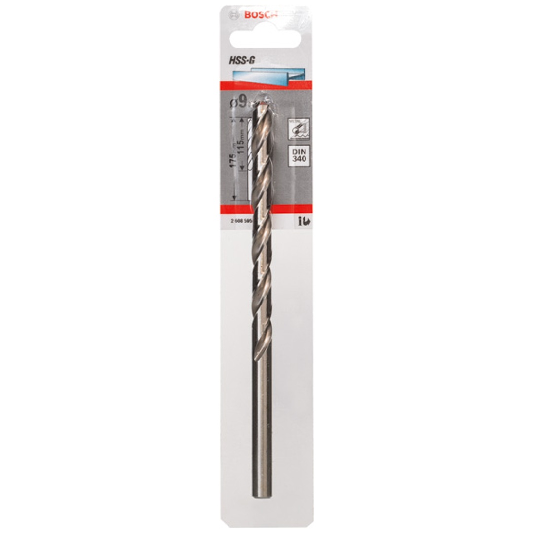 Bosch Metallbohrer HSS-G, DIN 340, 9 x 115 x 175 mm, 1er-Pack