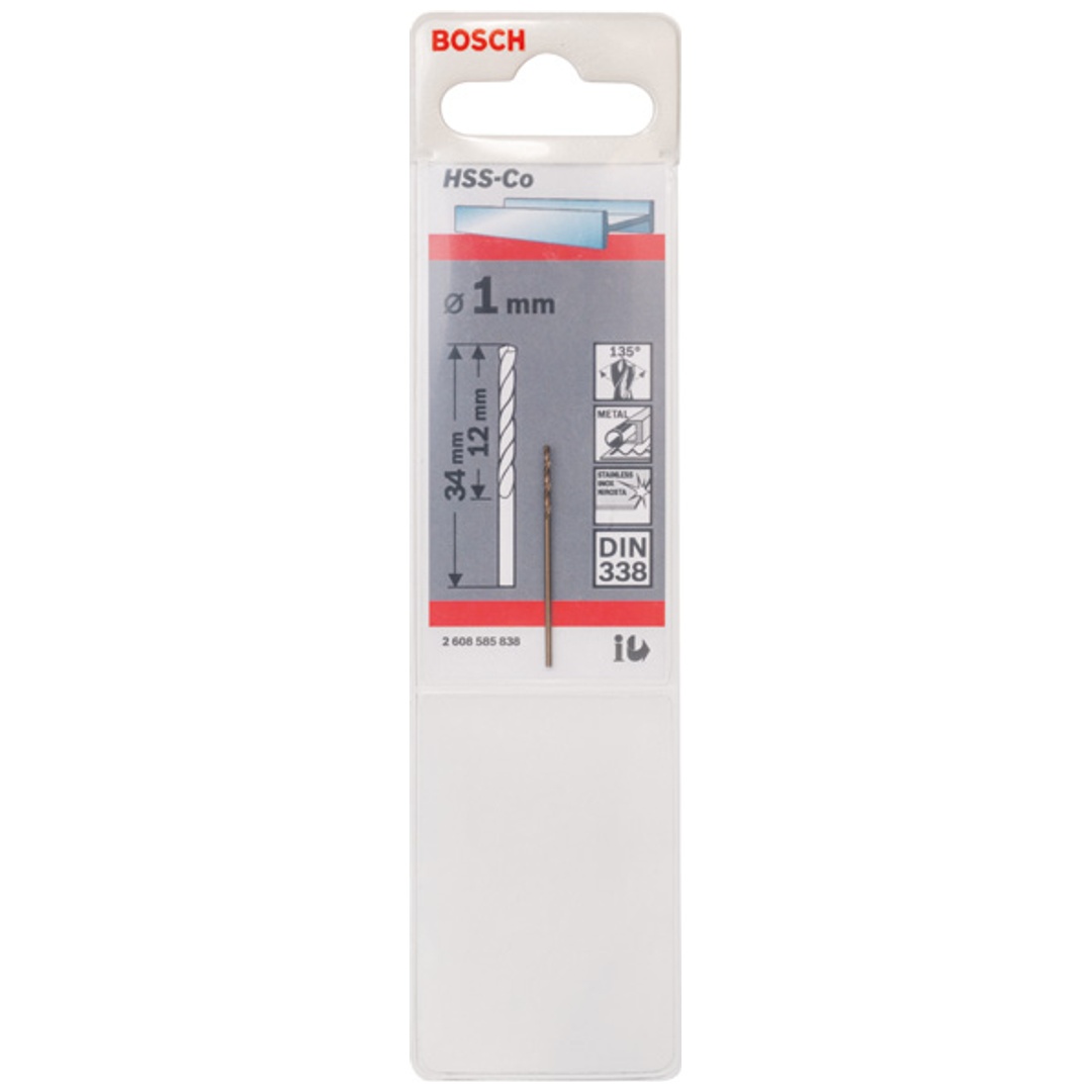 Bosch Metallbohrer HSS-Co, DIN 338, 1 x 12 x 34 mm, 1er-Pack