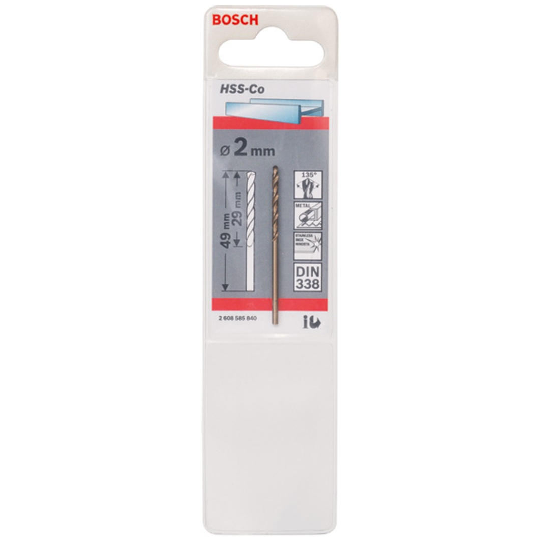 Bosch Metallbohrer HSS-Co, DIN 338, 2 x 29 x 49 mm, 1er-Pack