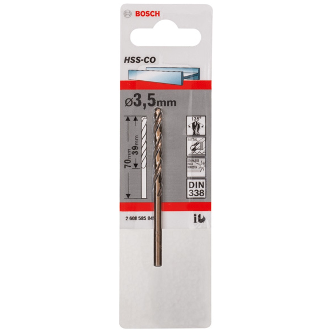Bosch Metallbohrer HSS-Co, DIN 338, 3,5 x 39 x 70 mm, 1er-Pack