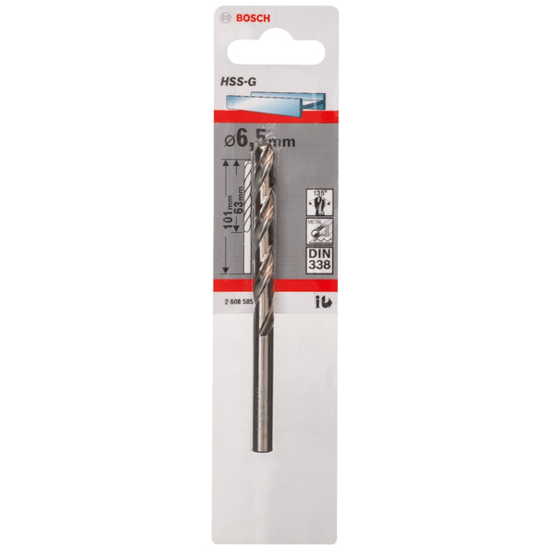 Bosch Metallbohrer HSS-G, DIN 338, 6,5 x 63 x 101 mm, 1er-Pack