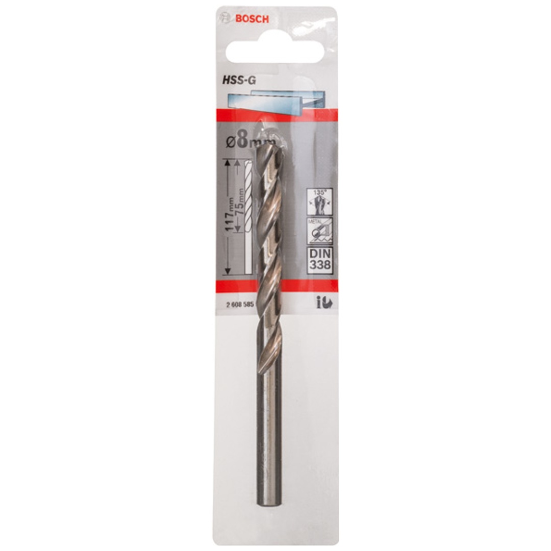 Bosch Metallbohrer HSS-G, DIN 338, 8 x 75 x 117 mm, 1er-Pack