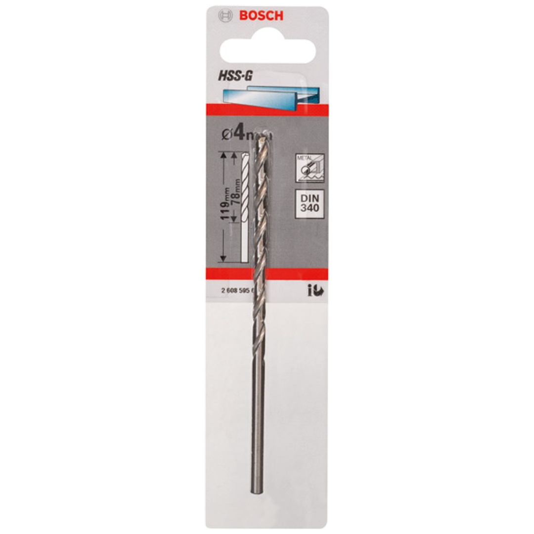 Bosch Metallbohrer HSS-G, DIN 340, 4 x 78 x 119 mm, 1er-Pack