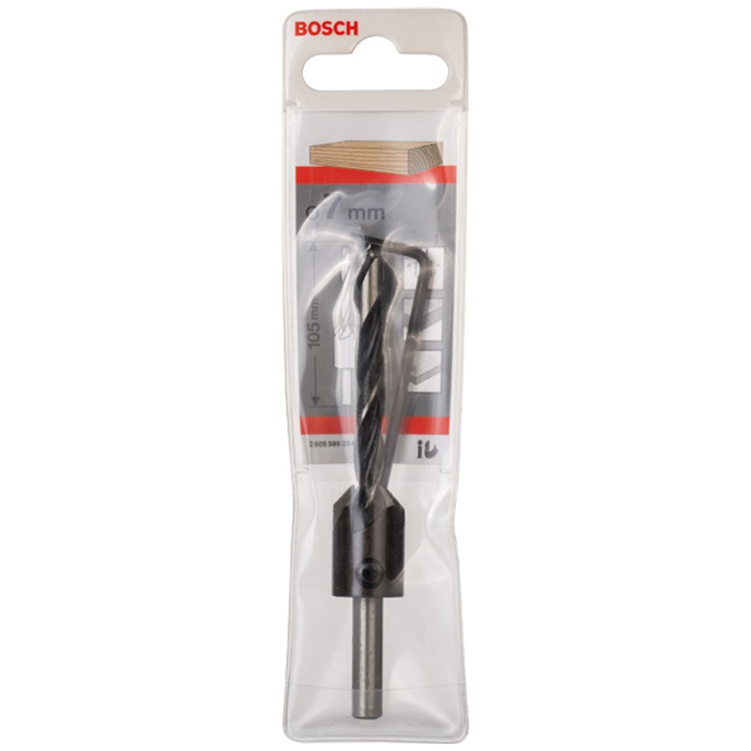 Bosch Holzspiralbohrer mit 90°-Senker, 7 mm, 16 mm