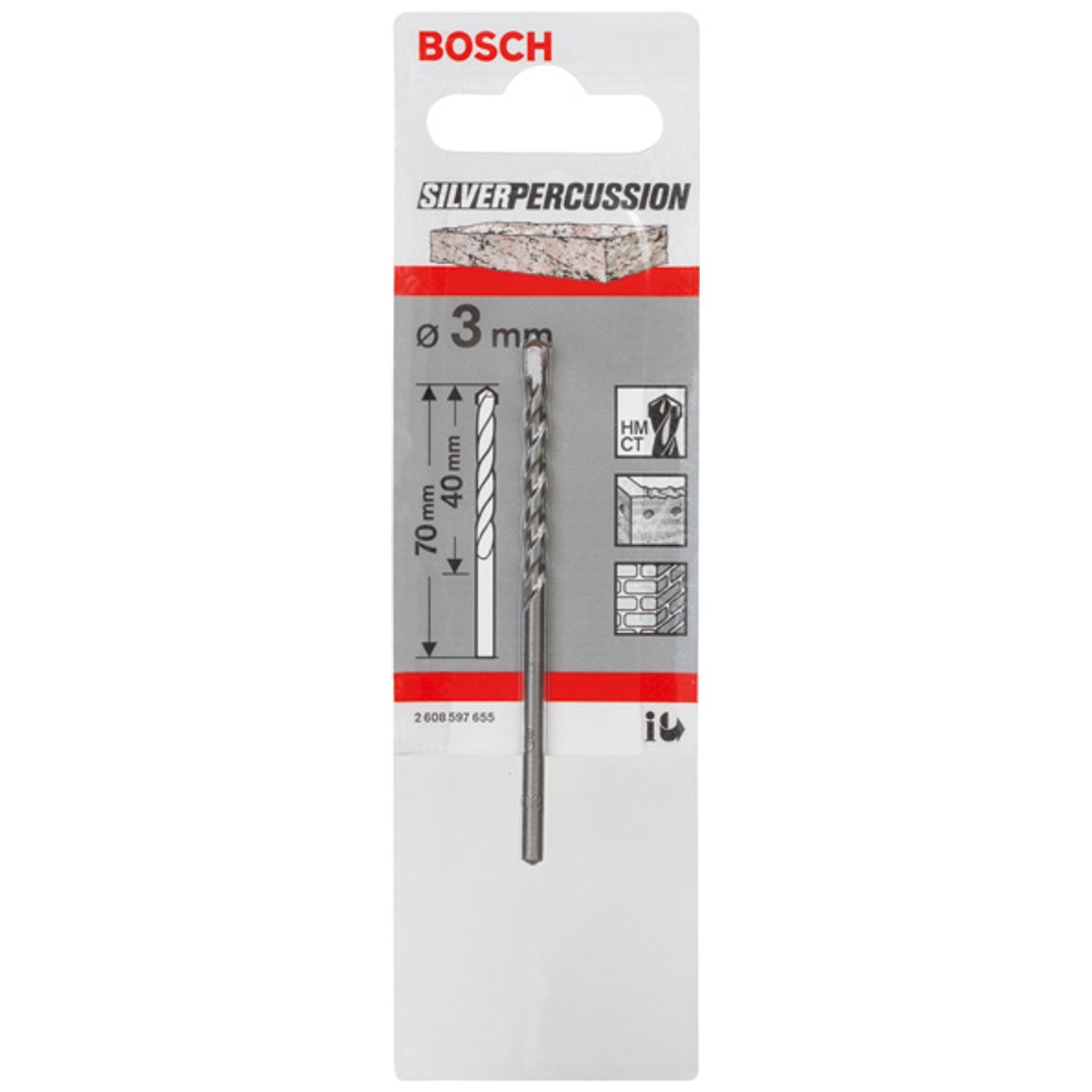 Bosch Betonbohrer CYL-3, Silver Percussion, 3 x 40 x 70 mm, Ø 2,8 mm, 1er-Pack