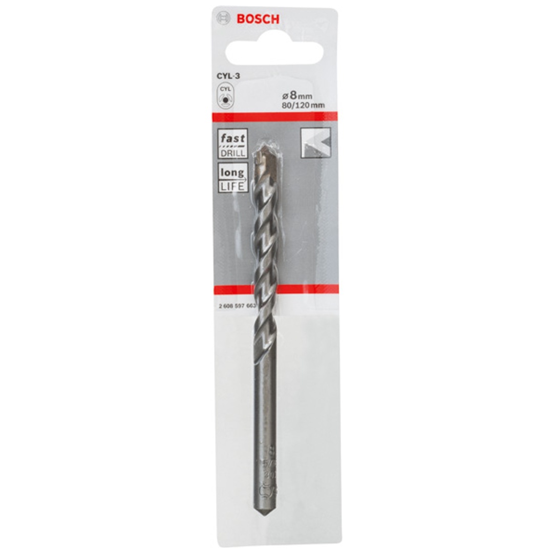 Bosch Betonbohrer CYL-3, Silver Percussion, 8 x 80 x 120 mm, Ø 7,5 mm, 1er-Pack