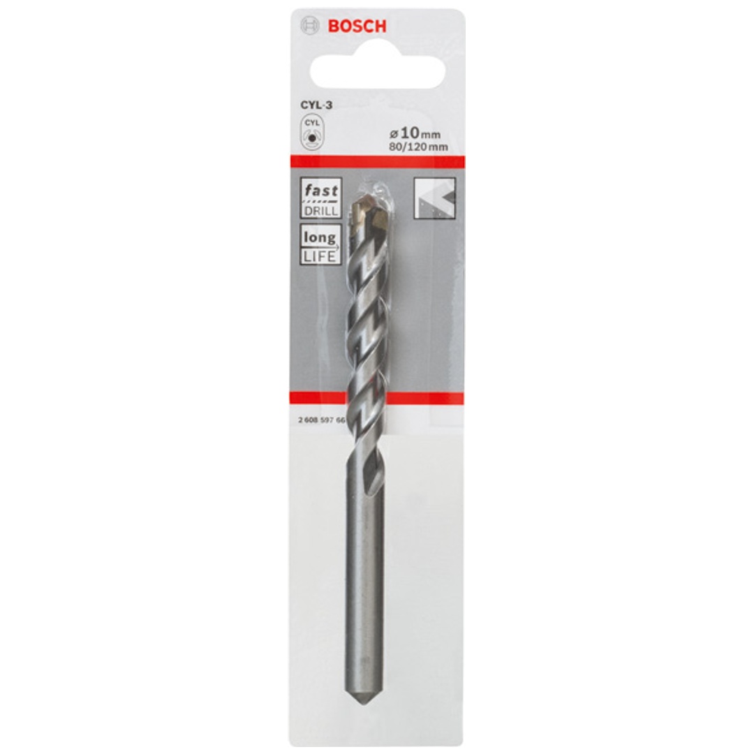Bosch Betonbohrer CYL-3, Silver Percussion, 10 x 80 x 120 mm, Ø 9 mm, 1er-Pack