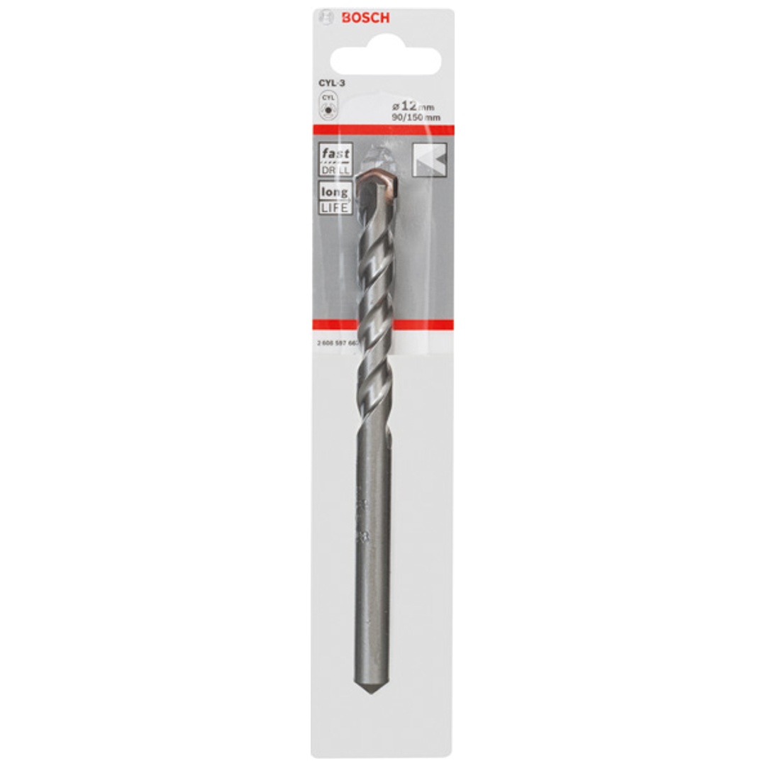 Bosch Betonbohrer CYL-3, Silver Percussion, 12 x 90 x 150 mm, Ø 10 mm, 1er-Pack