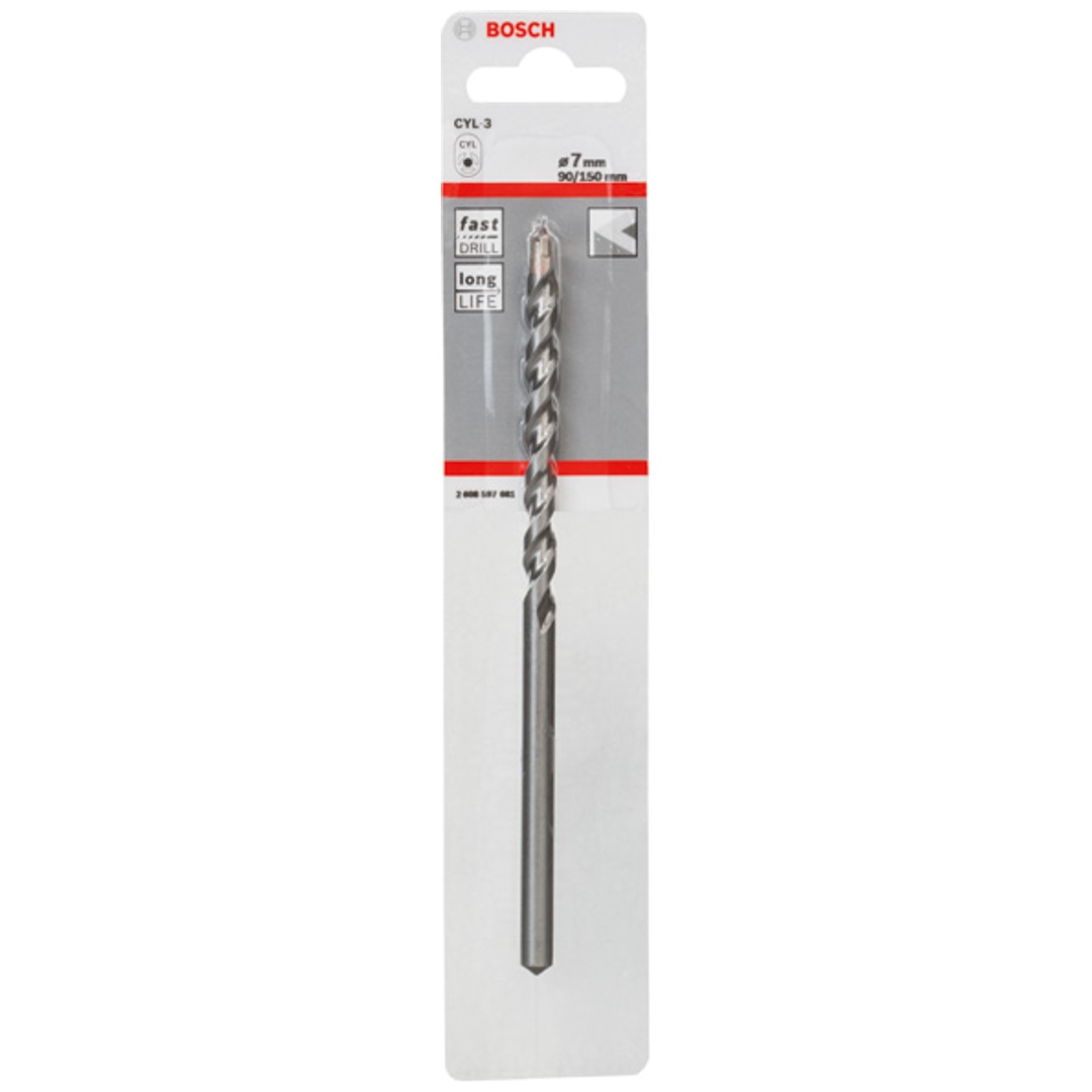 Bosch Betonbohrer CYL-3, Silver Percussion, 7 x 90 x 150 mm, Ø 6,5 mm, 1er-Pack