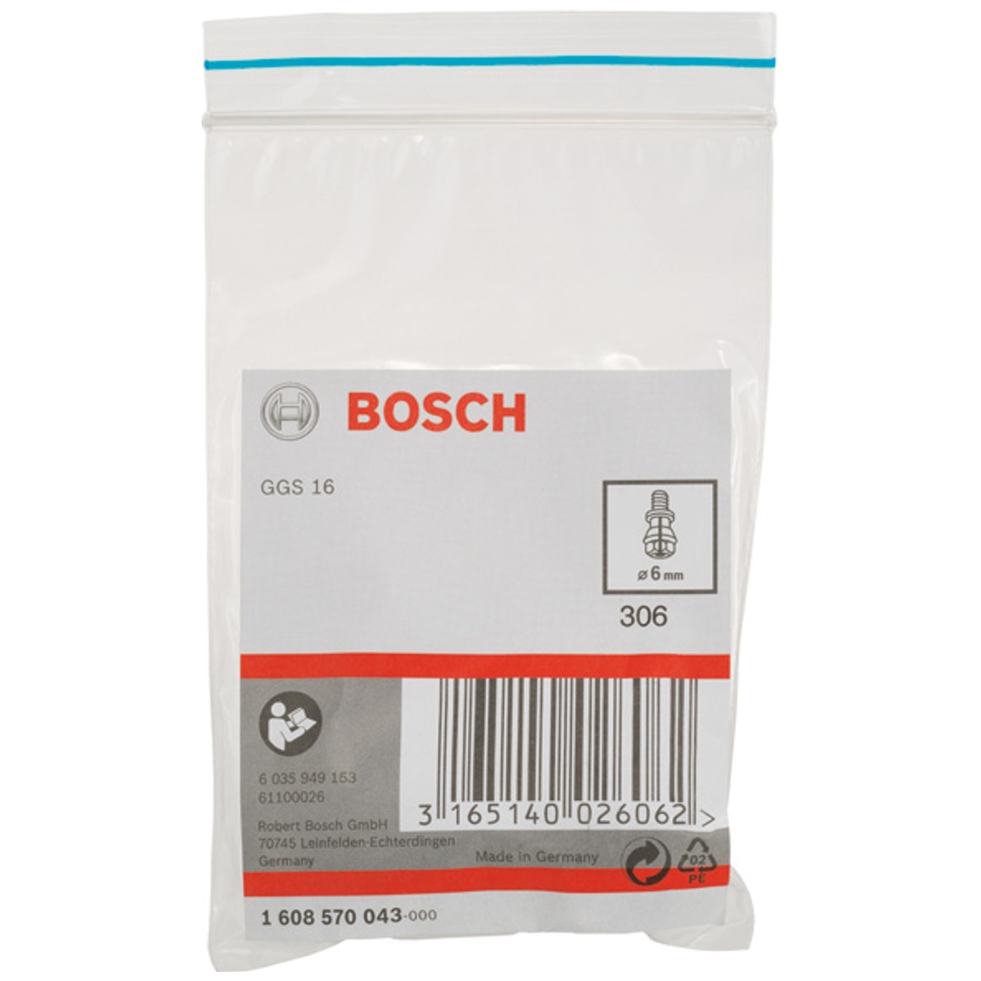Bosch Spannzange mit Spannmutter, 6 mm, für Bosch-Geradschleifer, passend zu GGS 16