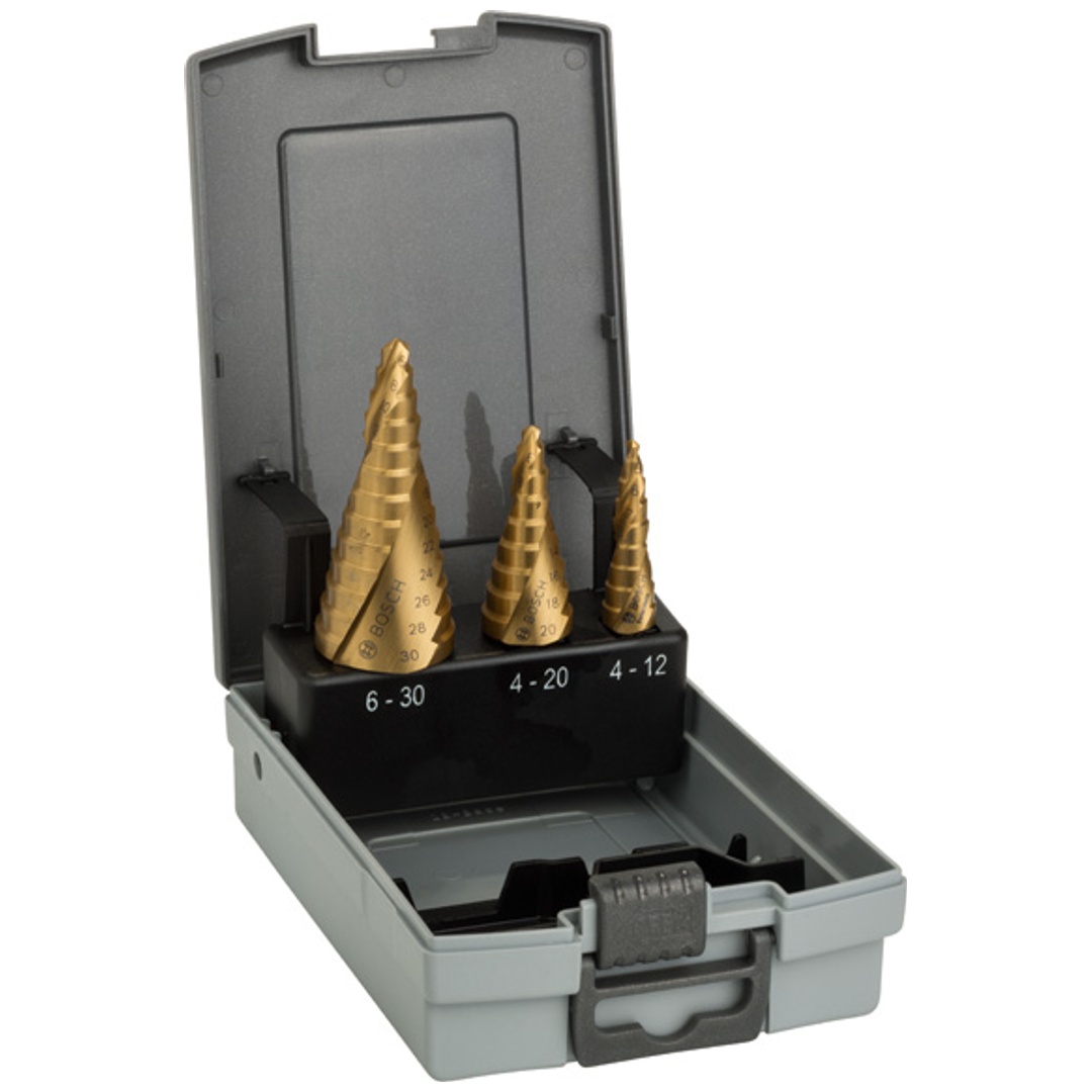 Bosch HSS-TiN-Stufenbohrerset, 3-tlg., 4-12/4-20/6-30
