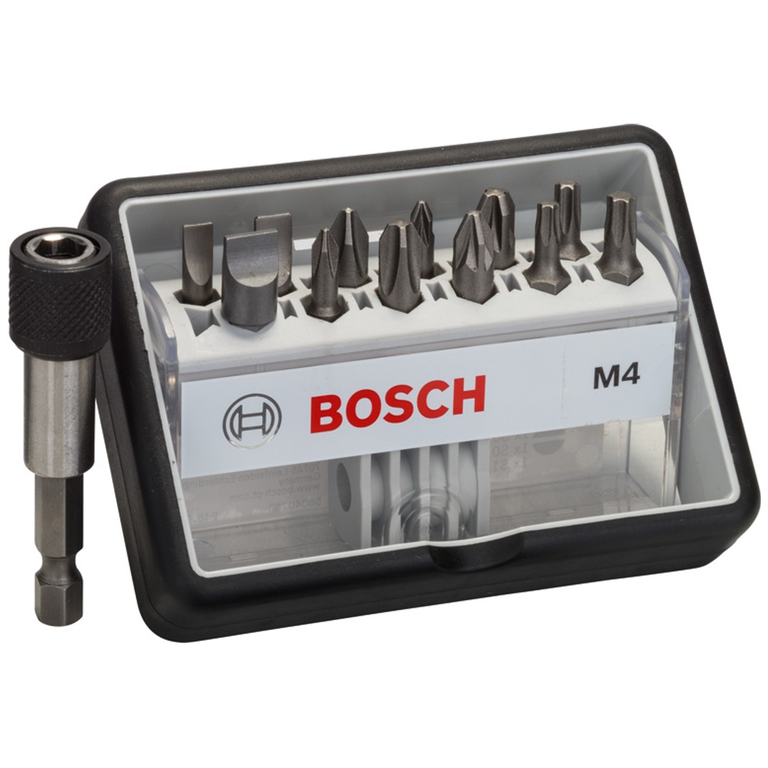 Bosch Schrauberbit-Set Robust Line M Extra-Hart, 12+1-tlg., 25 mm, PH, PZ, TX, LS