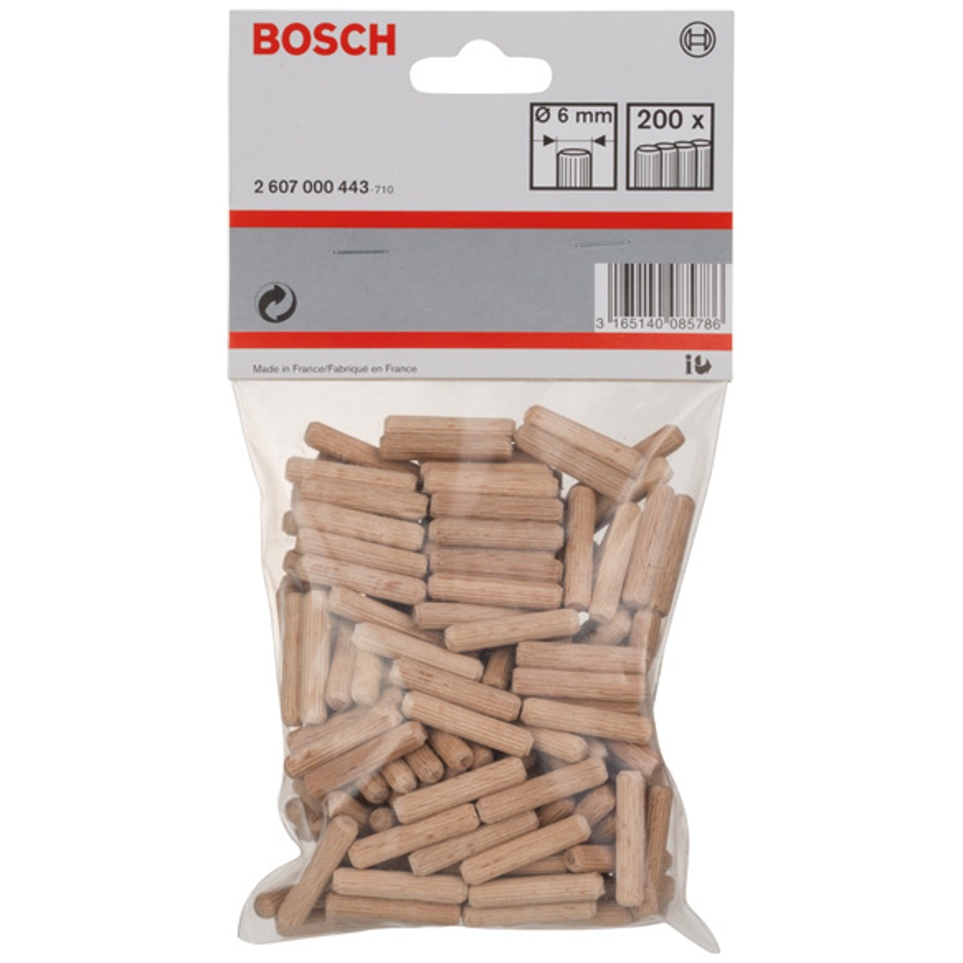 Bosch Holzdübel 6 mm, 30 mm, 200er-Pack