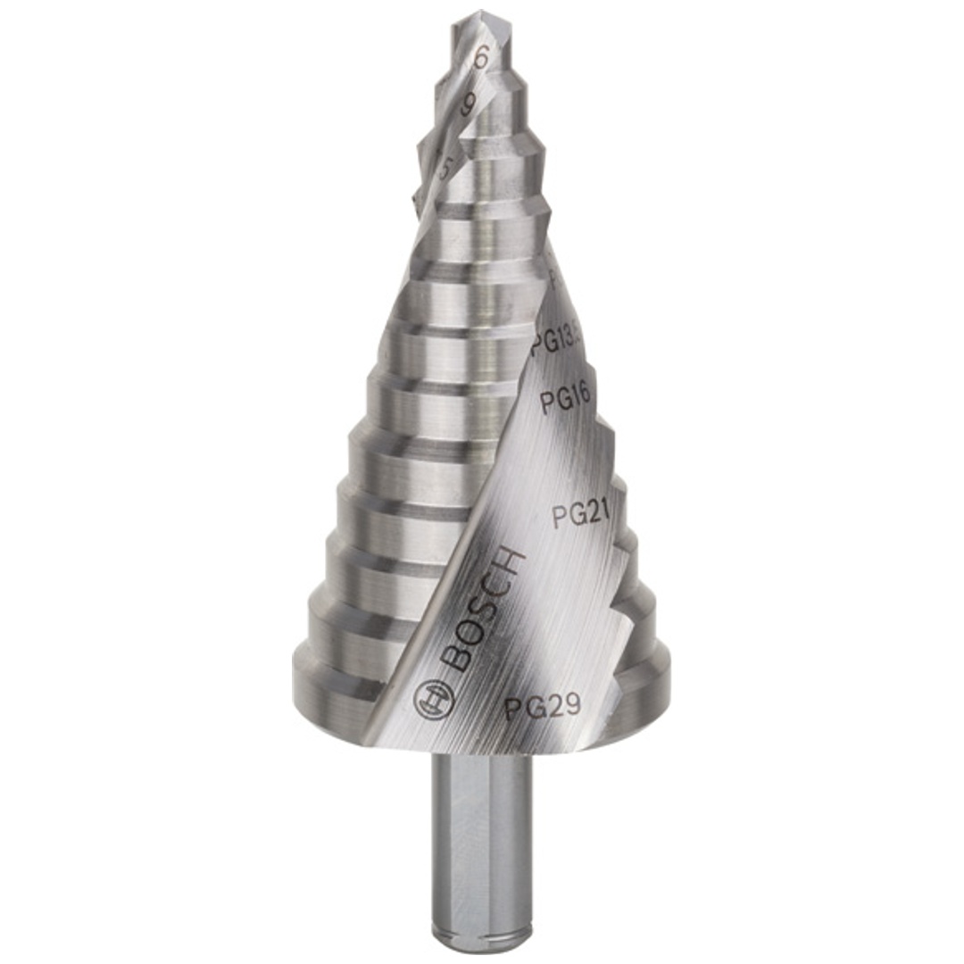 Bosch Stufenbohrer HSS, für Kabelverschraubungen, 6 - 37 mm, 10 mm, 93 mm, 12 Stufen