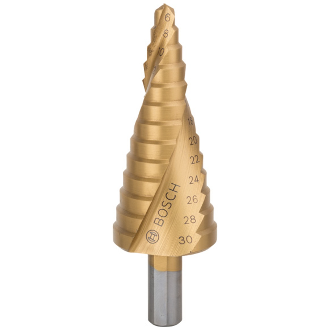 Bosch Stufenbohrer HSS-TiN, 6 - 30 mm, 10 mm, 93,5 mm, 13 Stufen