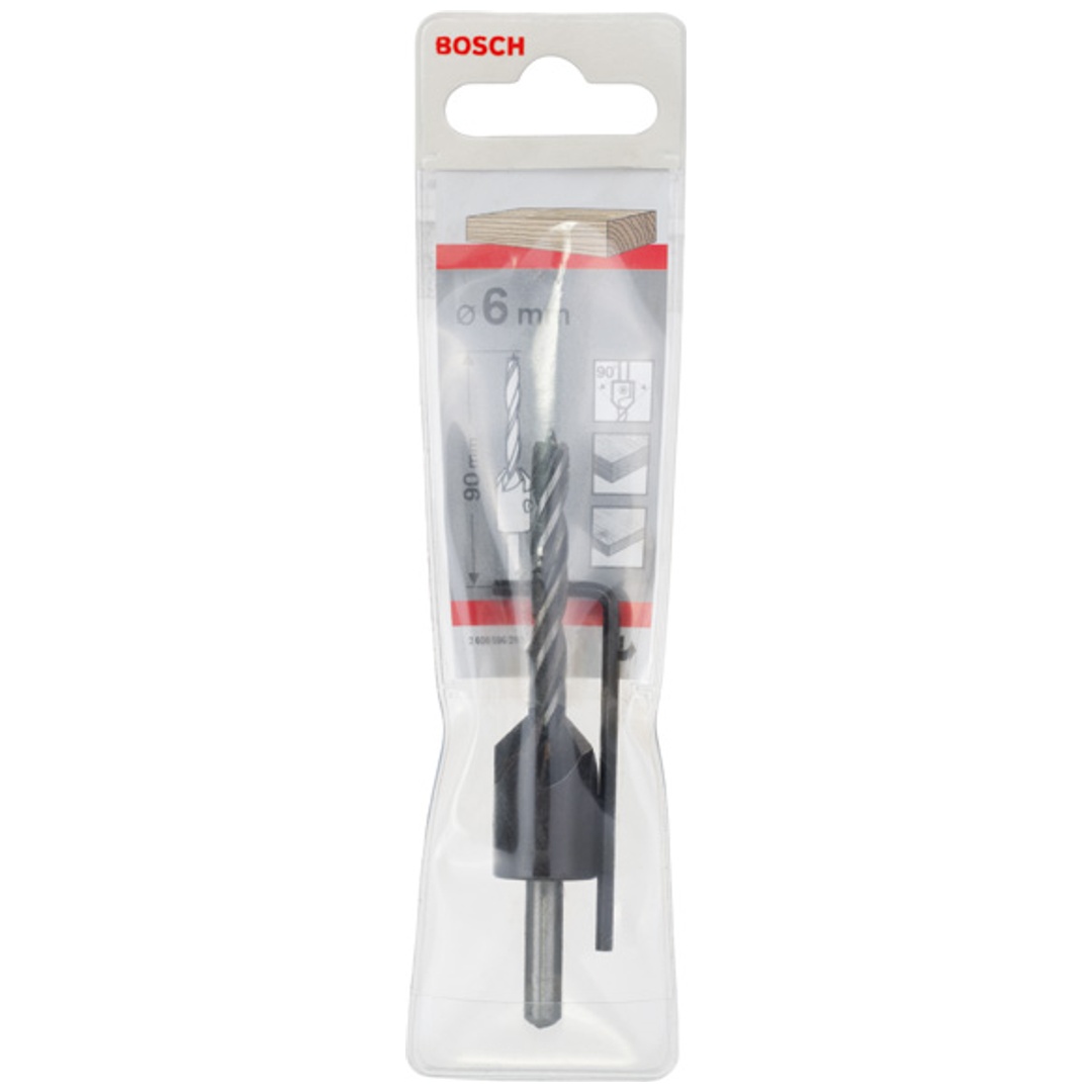 Bosch Holzspiralbohrer mit 90°-Senker, 6 mm, 16 mm