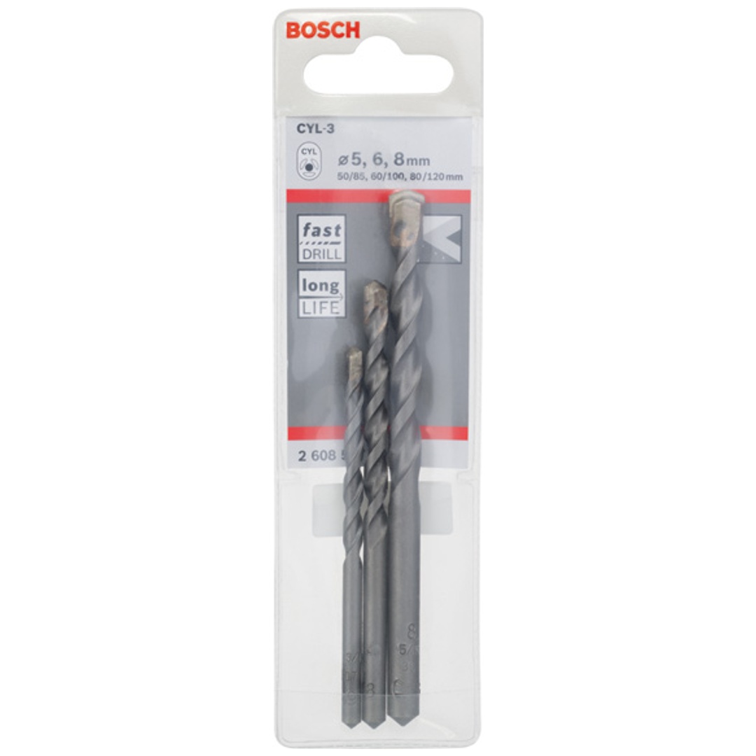 Bosch 3-tlg. CYL-3 Betonbohrer-Set, 5/6/8 mm