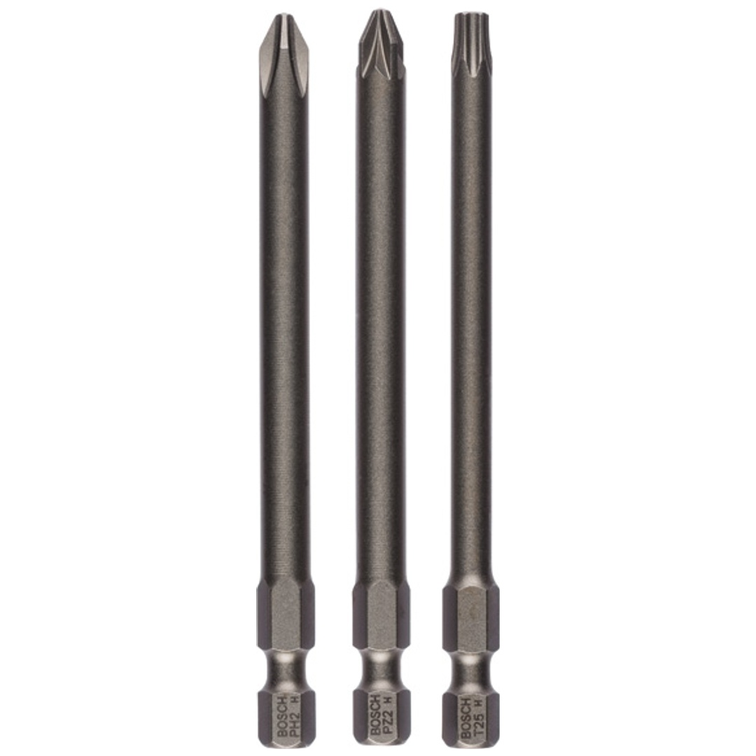 Bosch Schrauberbit-Set Extra-Hart, 3-tlg., PH2, PZ2, T25, 89 mm