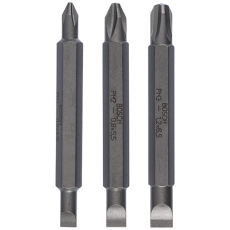 Bosch Doppelklingenbit-Set, 3-tlg., S0,6x4,5, PH1, S0,8x5,5, PH2, S1,2x6,5, PH3,60mm
