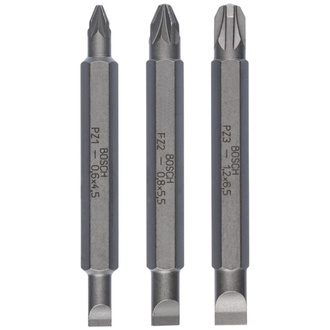 Bosch Doppelklingenbit-Set, 3-tlg., S0,6x4,5, PZ1, S0,8x5,5, PZ2, S1,2x6,5, PZ3,60mm