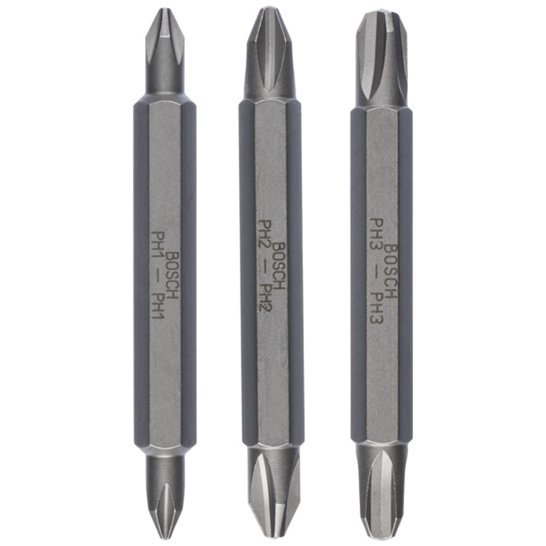Bosch Doppelklingenbit-Set, 3-tlg., PH1, PH1, PH2, PH2, PH3, PH3, 60 mm