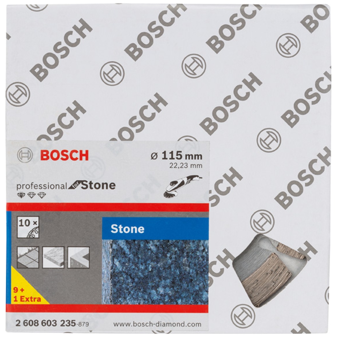 Bosch Diamanttrennscheibe Standard for Stone, 115 x 22,23 x 1,6 x 10 mm, 10er-Pack