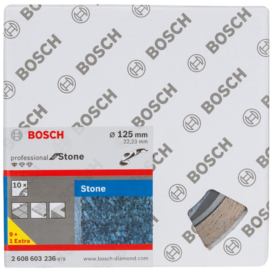 Bosch Diamanttrennscheibe Standard for Stone, 125 x 22,23 x 1,6 x 10 mm, 10er-Pack