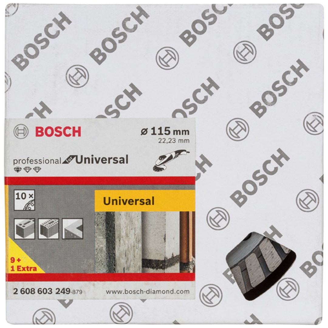 Bosch Diamanttrennscheibe Standard for Universal Turbo, 115x22,23x2x10 mm, 10er-Pack