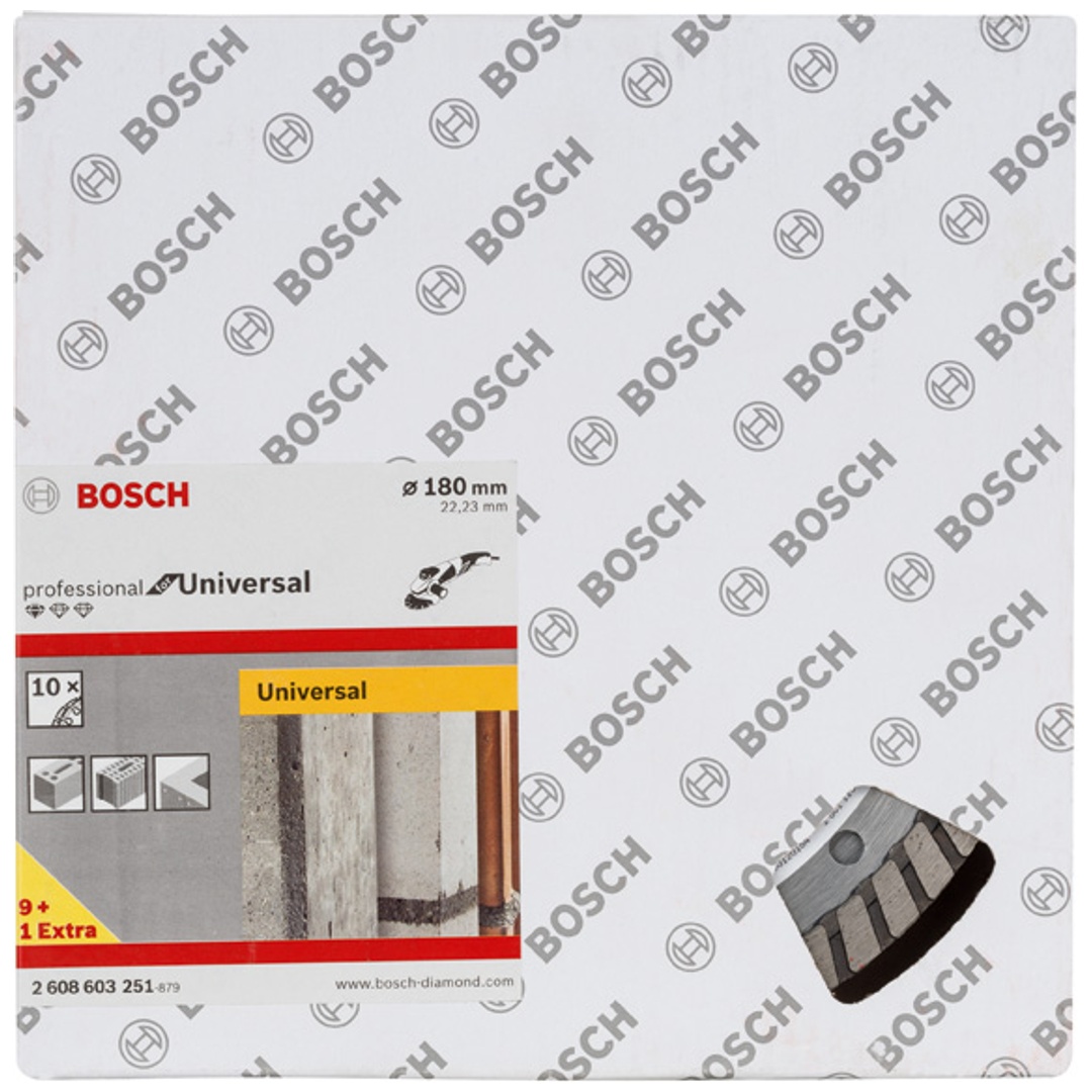 Bosch Diamanttrennscheibe Standard for Universal Turbo, 180x22,23x2,5x10 mm, 10er-Pack