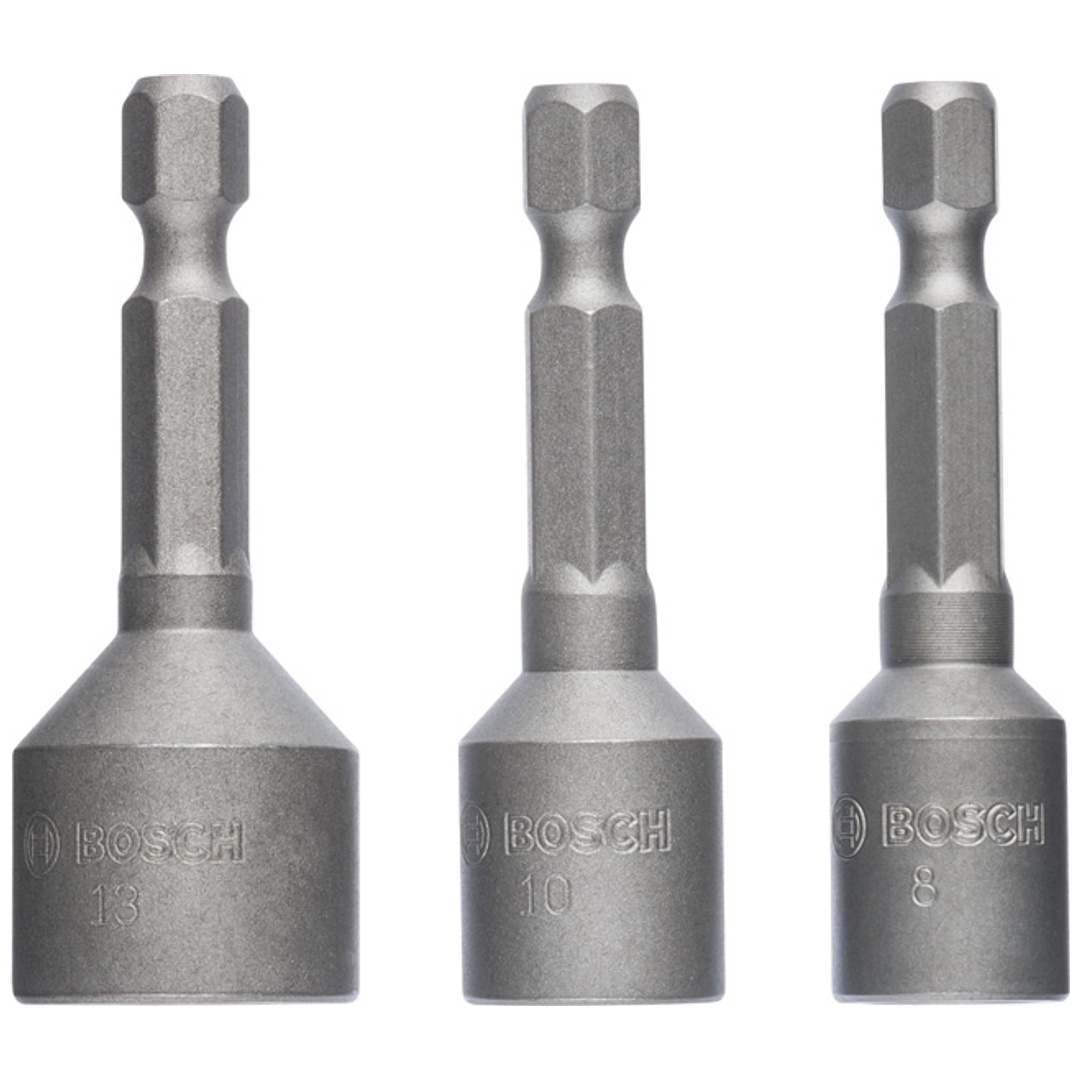 Bosch Steckschlüssel-Pack, 3-tlg., 50 mm, 8, 10, 13 mm