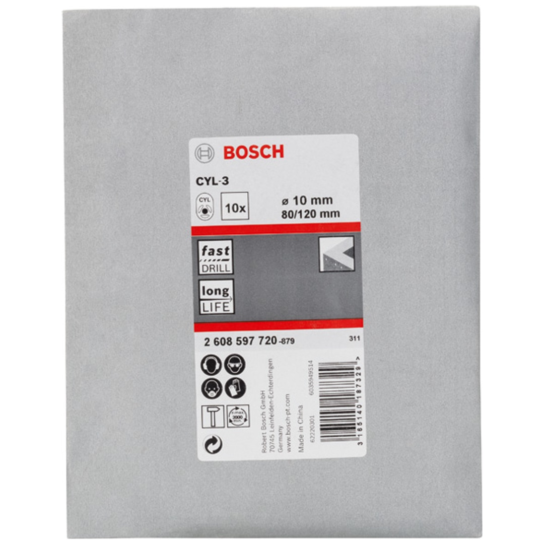 Bosch Betonbohrer CYL-3, Silver Percussion, 10 x 80 x 120 mm, Ø 9 mm, 10er-Pack