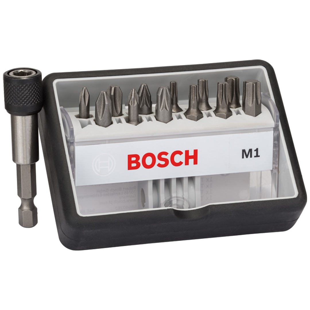 Bosch Schrauberbit-Set Robust Line M Extra-Hart, 12 + 1-tlg., 25 mm, PH, PZ, TX