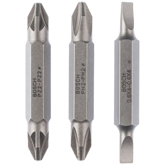 Bosch Doppelklingenbit-Set, 3-tlg., S0,6x4,0, S0,6x4,0, PH2, PH2, PZ2, PZ2, 45 mm