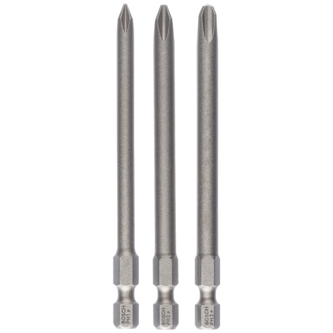 Bosch Schrauberbit-Set Extra-Hart, 3-tlg., PH1, PH2, PH3, 89 mm