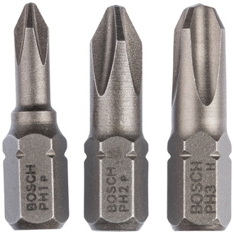 Bosch Schrauberbit-Set Extra-Hart (PH), 3-tlg., PH1, PH2, PH3, 25 mm