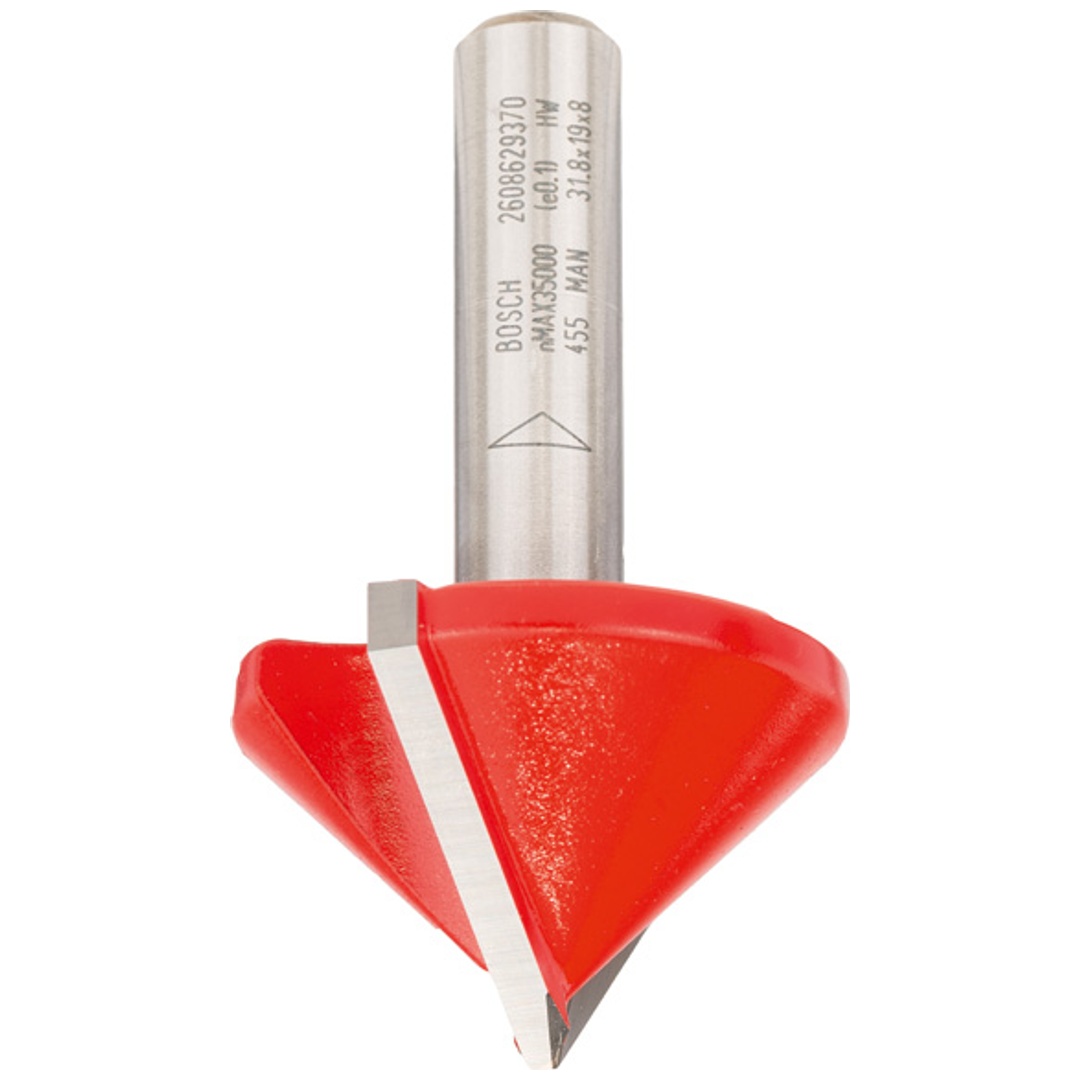 Bosch V-Nutfräser Expet for Wood mit 8 mm Schaft, D 31,8 mm, L 19 mm, G 51 mm, 90°